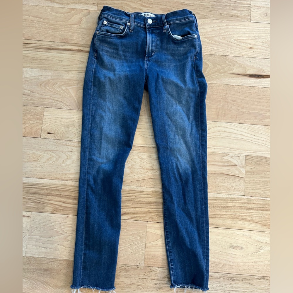 Agolde Dark Blue High-Rise Skinny Jeans